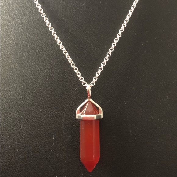 COPY - Genuine Carnelian Point Crystal Pendant w/Chain - Picture 5 of 6